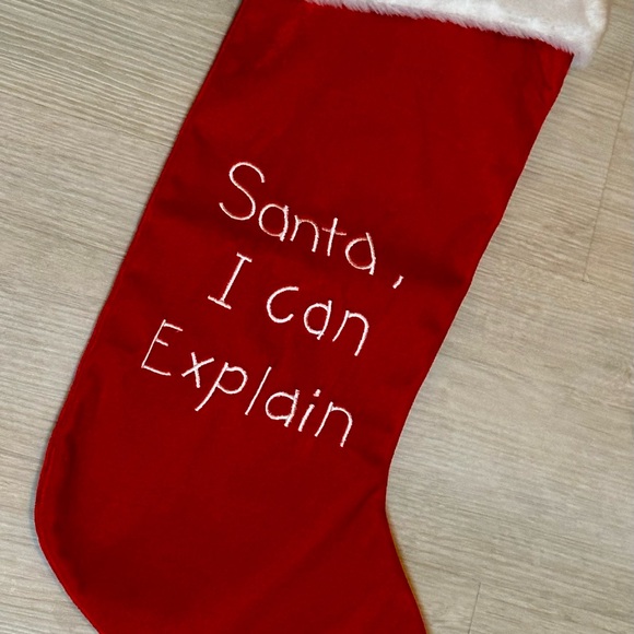 “Santa, I Can Explain” Christmas Stocking - Red/White, 17” Fun Holiday Decor - Picture 5 of 16